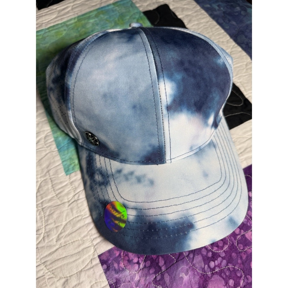 Gaiam Wander Geo Breathable Hat Tie Dye Blue Womens Fit Hook & Loop Logo